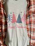 Pink Christmas Trees Flannel & T-Shirt Combo