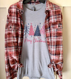 Pink Christmas Trees Flannel & T-Shirt Combo