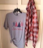 Pink Christmas Trees Flannel & T-Shirt Combo