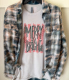 Merry and Bright Christmas Flannel & T-Shirt Combo