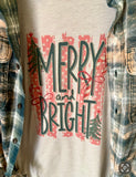 Merry and Bright Christmas Flannel & T-Shirt Combo