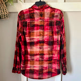 Hand Bleach Dyed Red & Black Check Flannel Relaxed Fit Soft & Warm