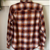 Hand Bleach Dyed Red & Tan Plaid Flannel Relaxed Fit Soft & Warm