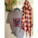 Valentine Love More Graphic T-Shirt & Bleach Dyed Flannel Set