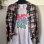 St Patrick Happy Go Lucky Graphic T-Shirt & Bleach Dyed Flannel Set