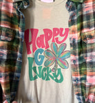 St Patrick Happy Go Lucky Graphic T-Shirt & Bleach Dyed Flannel Set