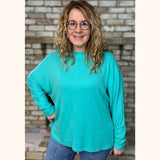 Teal Green Dolman Long Sleeve Knit Oversized Fit Top