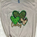 St Patrick's Day Patterned Lucky Hearts Short Sleeve Graphic T-Shirt Unisex Fit