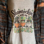 St Patrick Shamrockin's Gnomies Graphic T-Shirt & Bleach Dyed Flannel Set