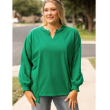 Kelly Green Reverse Seam Long Sleeve Relax Fit Sweatshirt