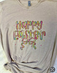 Colorful Happy Easter Bow Short Sleeve Graphic T-shirt Unisex Fit