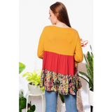 Mustard 3 Tier Color Block Top