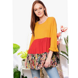 Mustard 3 Tier Color Block Top