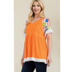 Orange Empire Waist Top