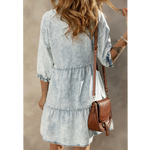 Denim Acid Wash Half Sleeve Flared Dress