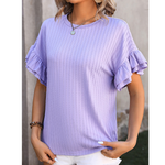Lavender Textured Ruffle Sleeves Top