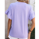 Lavender Textured Ruffle Sleeves Top