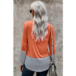 Orange with Stripe and Sequin Accents Top