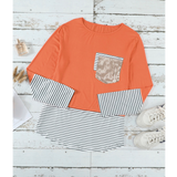 Orange with Stripe and Sequin Accents Top