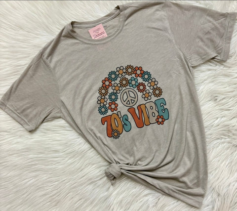 Boho Floral 70's Vibe Peace Graphic T-Shirt