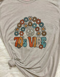 Boho Floral 70's Vibe Peace Graphic T-Shirt