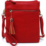 Multi Compartment Crossbody Purse, Fuchsia Pink