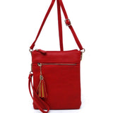 Multi Compartment Crossbody Purse, Fuchsia Pink