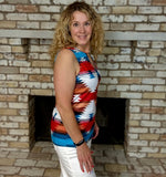 Southwest Aztec Keyhole Neckline Sleeveless Tank Top