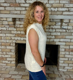 Ivory Textured Cap Sleeve Stretch Top