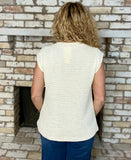 Ivory Textured Cap Sleeve Stretch Top