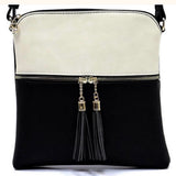 Classic Tassel Crossbody Purse - Multiple Two-Tone Color Options