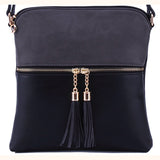 Classic Tassel Crossbody Purse - Multiple Two-Tone Color Options