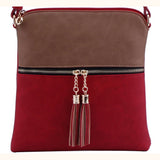 Classic Tassel Crossbody Purse - Multiple Two-Tone Color Options