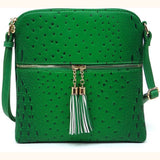 Classic Ostrich Print Crossbody Purse, Multiple Bright Color Options