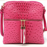 Classic Ostrich Print Crossbody Purse, Multiple Bright Color Options