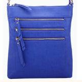 Triple Zip Crossbody, Multiple Bright Color Options