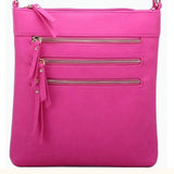 Triple Zip Crossbody, Multiple Bright Color Options
