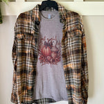 Just a Girl Who Loves Fall T-Shirt & Bleached Dyed Flannel Set
