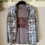 Just a Girl Who Loves Fall T-Shirt & Bleached Dyed Flannel Set