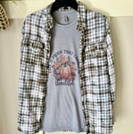 Fall is Proof Change Beautiful Graphic T-Shirt and Bleached Dyed Flannel Set