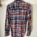 Hand Bleach Dyed Black & Rust Flannel Relaxed Fit Soft & Warm