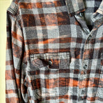 Hand Bleach Dyed Black & Rust Flannel Relaxed Fit Soft & Warm