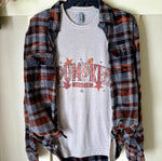 Pumpkin Season Fall Graphic T-Shirt and Bleached Dyed Flannel Set