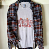 Pumpkin Season Fall Graphic T-Shirt and Bleached Dyed Flannel Set
