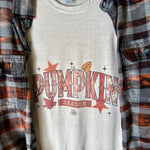 Pumpkin Season Fall Graphic T-Shirt and Bleached Dyed Flannel Set