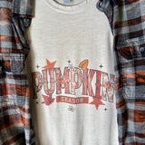 Pumpkin Season Fall Graphic T-Shirt and Bleached Dyed Flannel Set