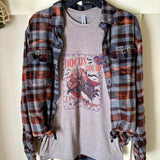 Hocus Pocus Halloween Graphic T-Shirt and Bleached Dyed Flannel Set