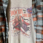 Hocus Pocus Halloween Graphic T-Shirt and Bleached Dyed Flannel Set
