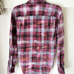 Hand Bleach Dyed Purple & Gray Flannel Relaxed Fit Soft & Warm