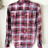 Hand Bleach Dyed Purple & Gray Flannel Relaxed Fit Soft & Warm